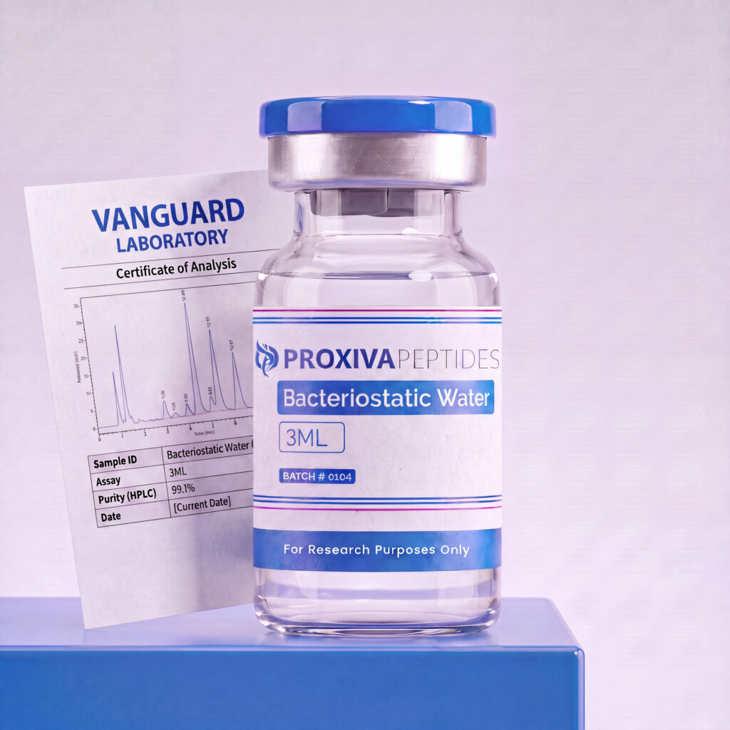 Bacteriostatic Water 3ML — Vanguard Laboratory Certificate of Analysis, ≥99.5% purity