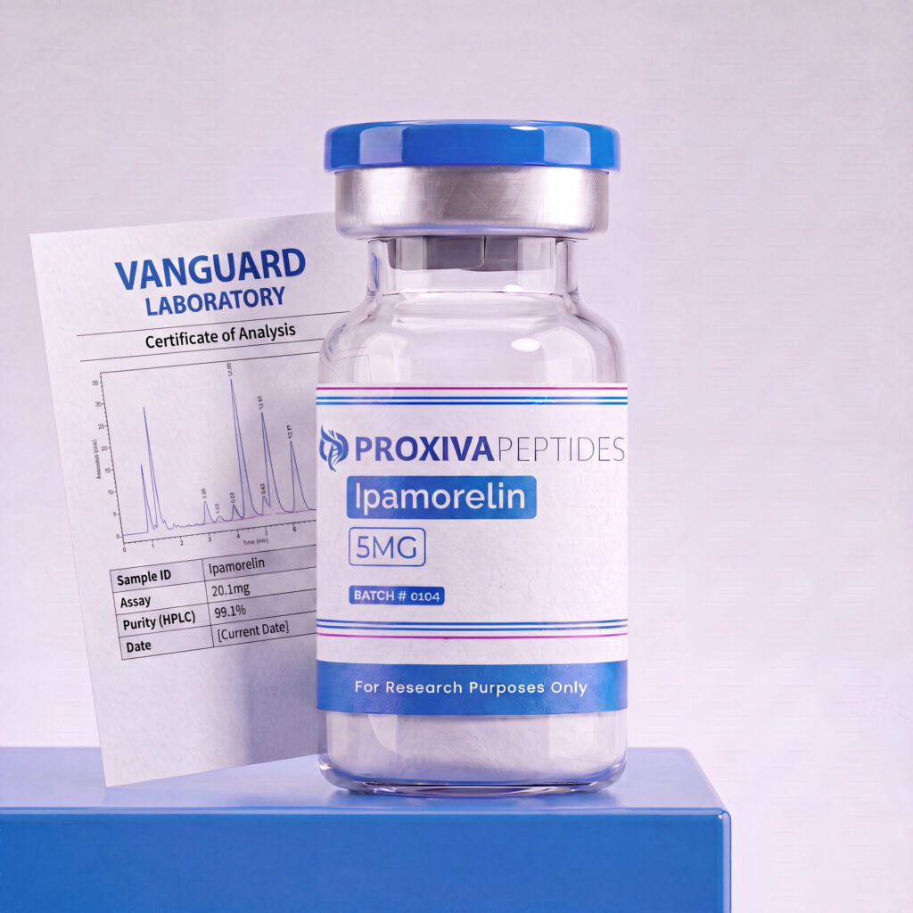 Ipamorelin 5mg — Vanguard Laboratory Certificate of Analysis, ≥99.5% purity