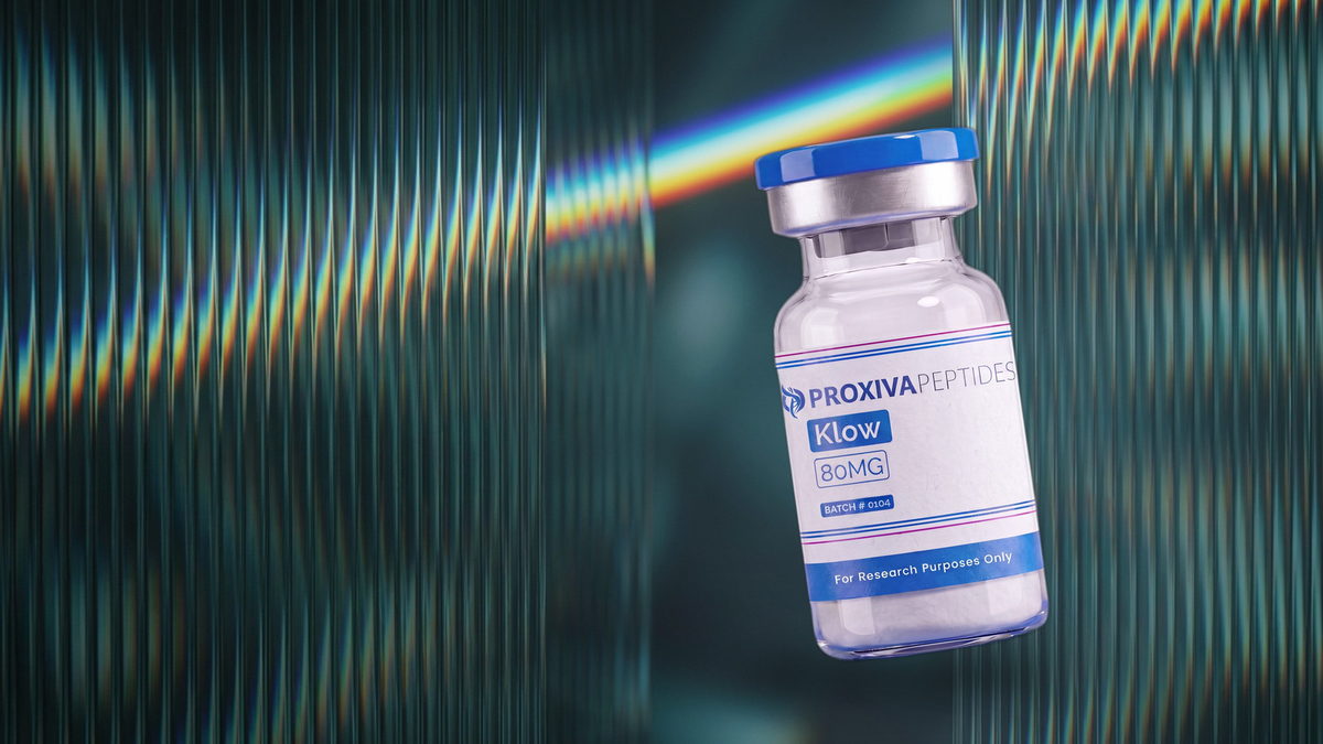 KLOW blend vial containing four combined research peptides
