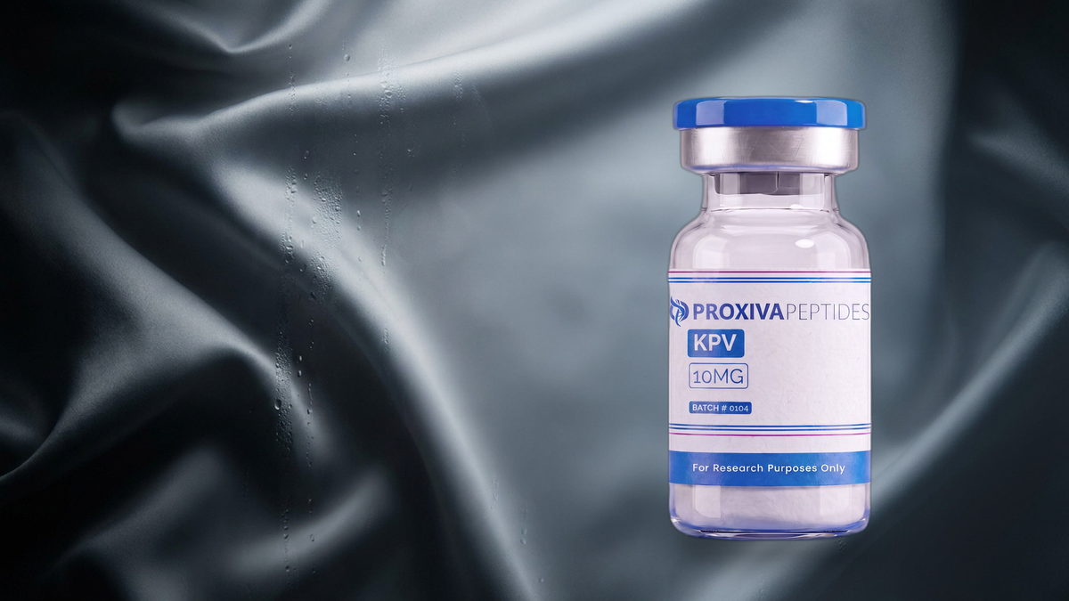 KPV research vial with lyophilised peptide and blue cap